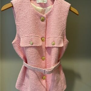Zara Pink Textured Vest with belt